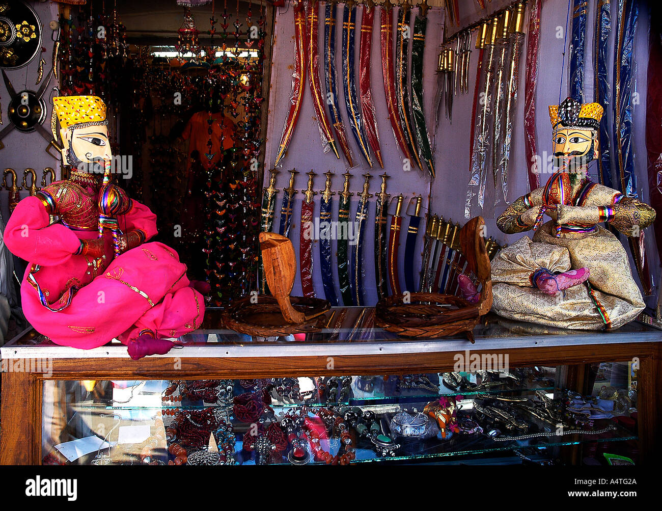 Traditional rajasthani puppets shop Pushkar Rajasthan India Stock Photo