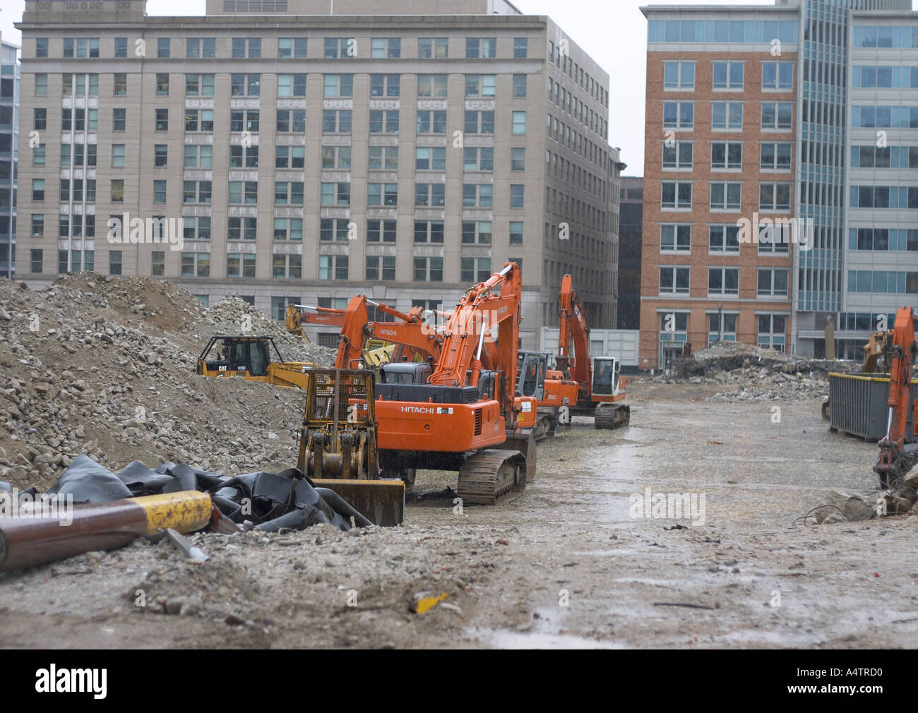 Construction site forced to stop work due to rain Washington DC USA Stock Photo Alamy