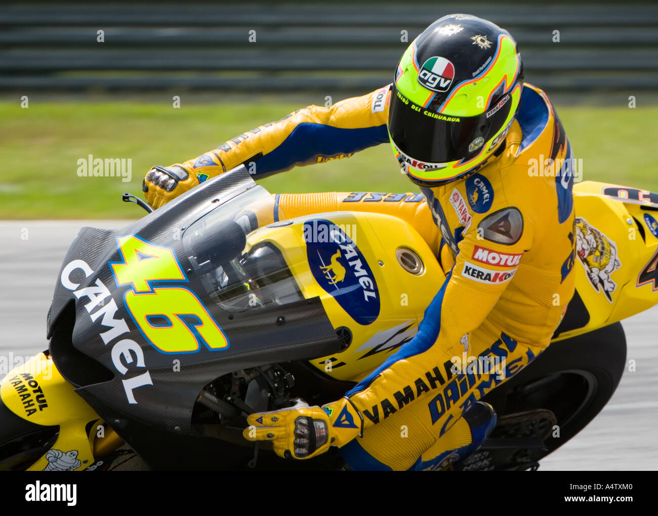 MotoGP World Champion Valentino Rossi cornering at the Sepang International  Circuit, Malaysia Stock Photo - Alamy