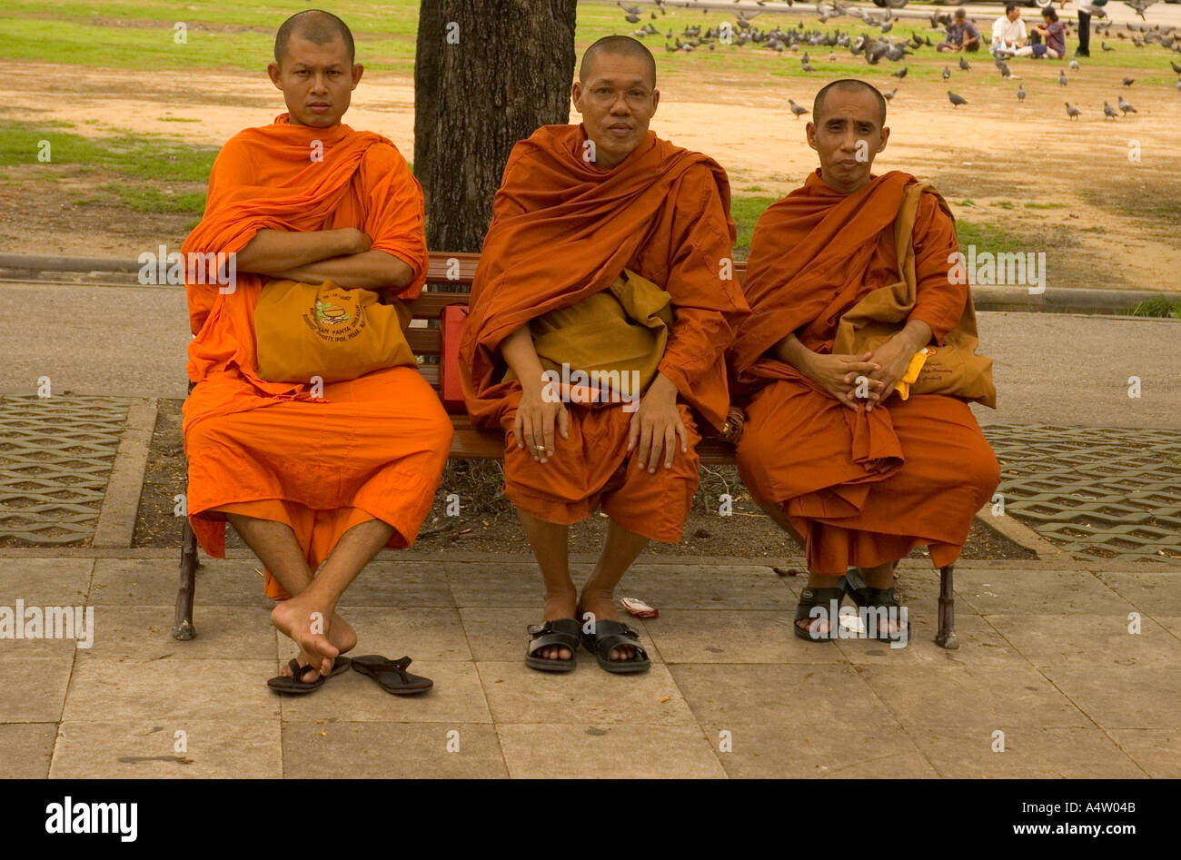 Three Monks Bangkok Stock Photo