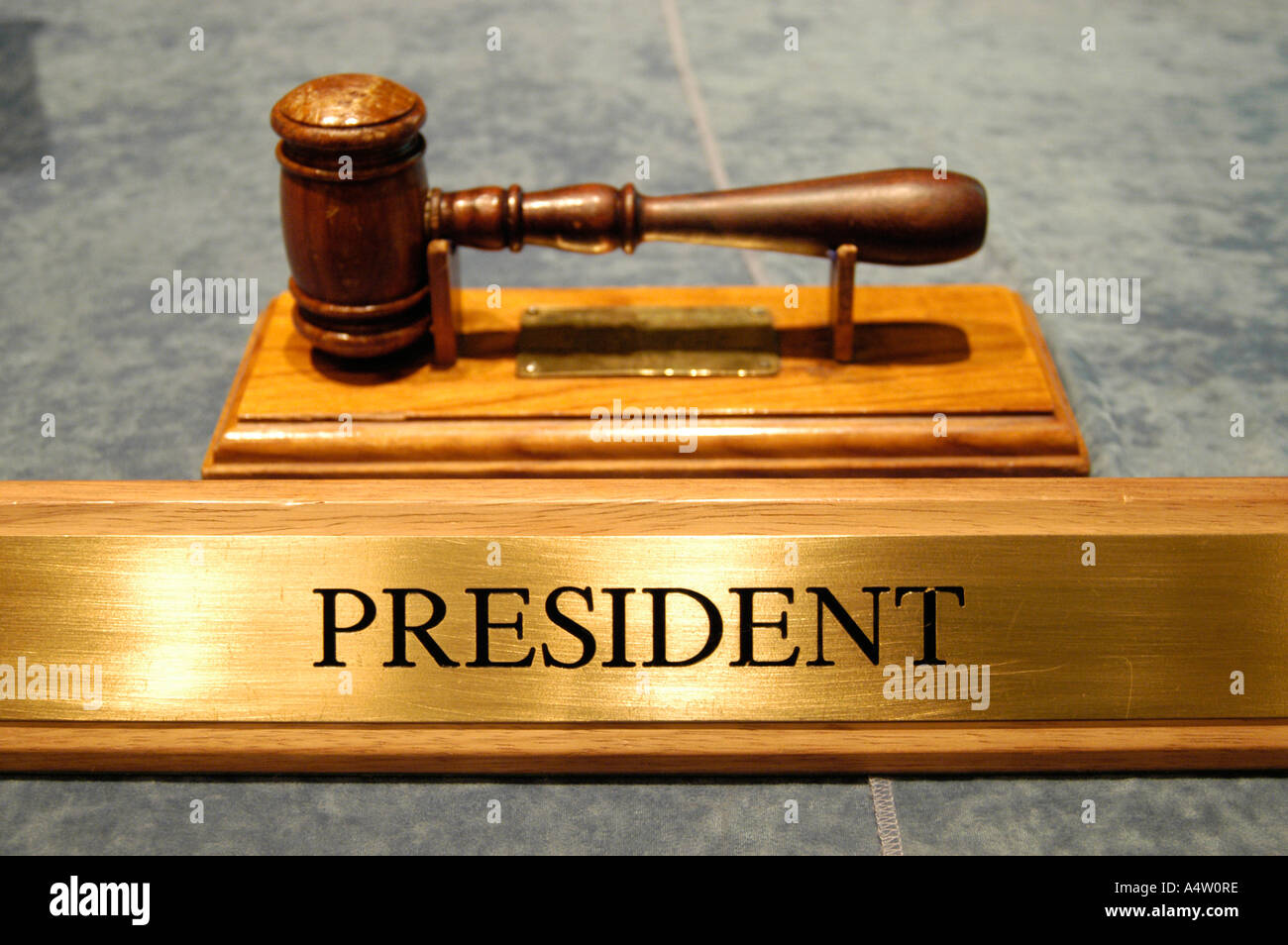 President title plate and hammer at company England Britain UK Stock Photo  - Alamy