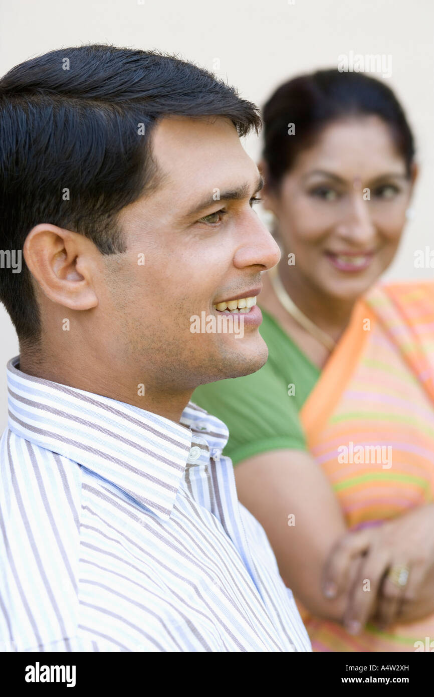 Indian man smiling side profile hi-res stock photography and images - Alamy