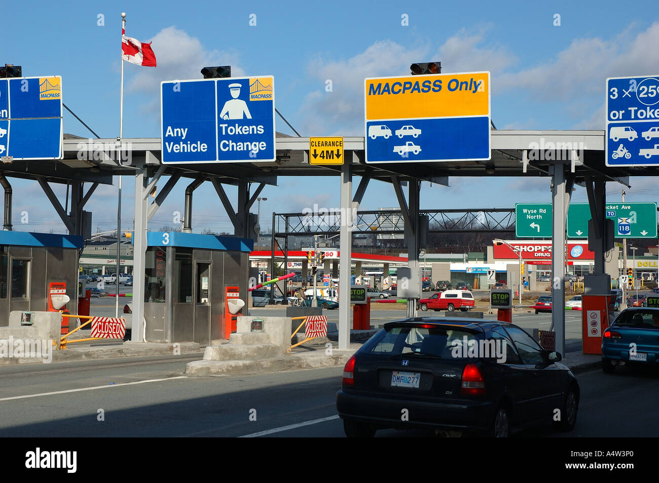 Toll booths on the Macdonald bridge, Halifax, Nova Scotia Stock Photo