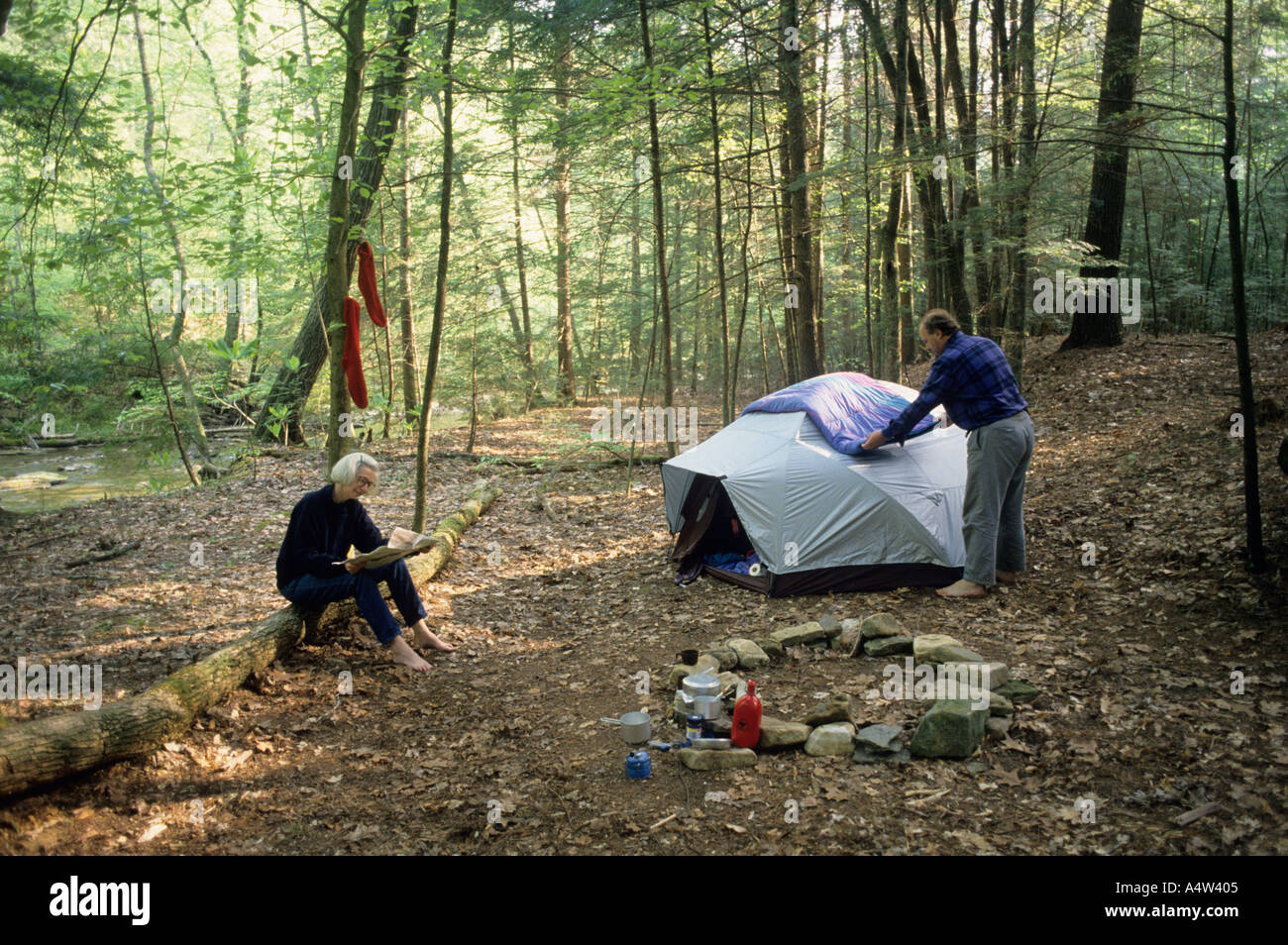 A Couple Of Backpackers Camping In The Big South Fork National