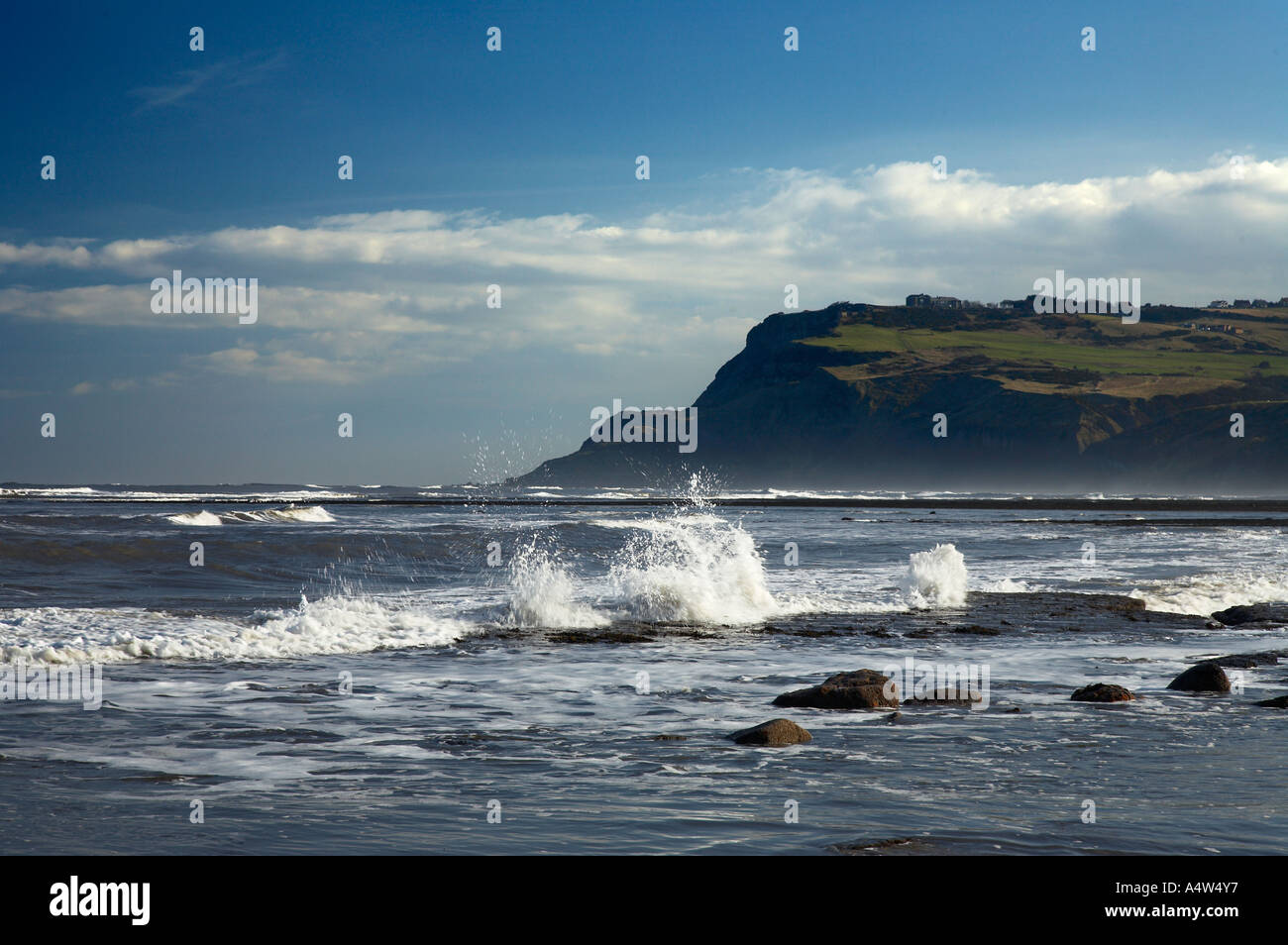 The in coming tide Robin Hoods Bay looking towards Ravenscar North