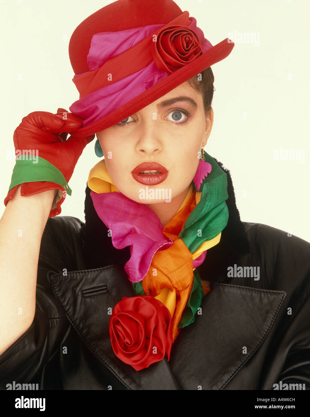 girls red hat and gloves