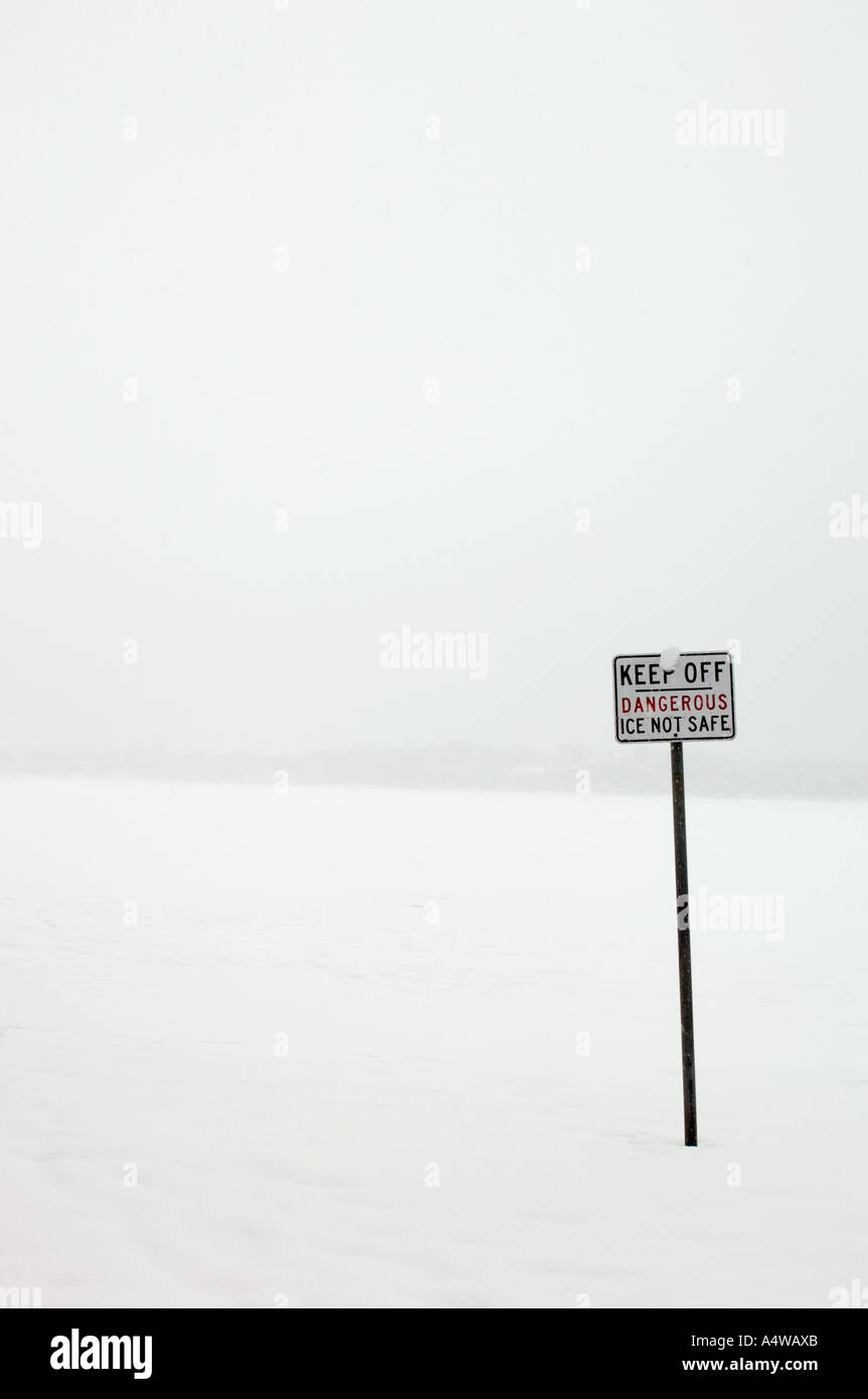Thin Ice Warning Sign Stock Photo