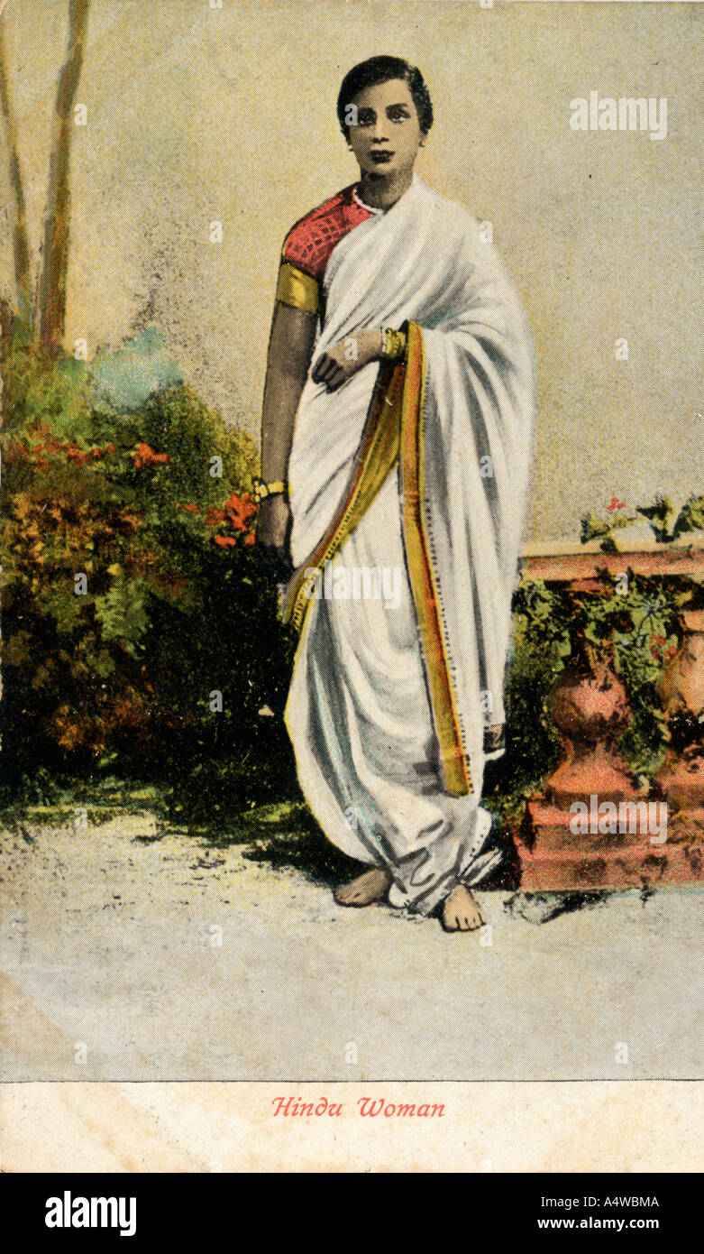 Postcard from around 1915 showing a Hindu Woman in India Stock Photo