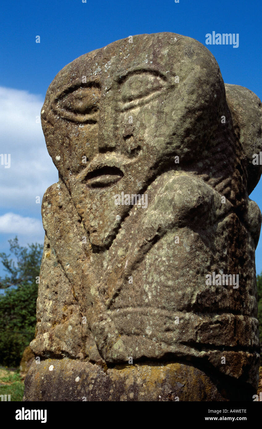 Ancient carved figure, Calragh Cemetary, Boa Island, County Fermanagh, Ireland Stock Photo