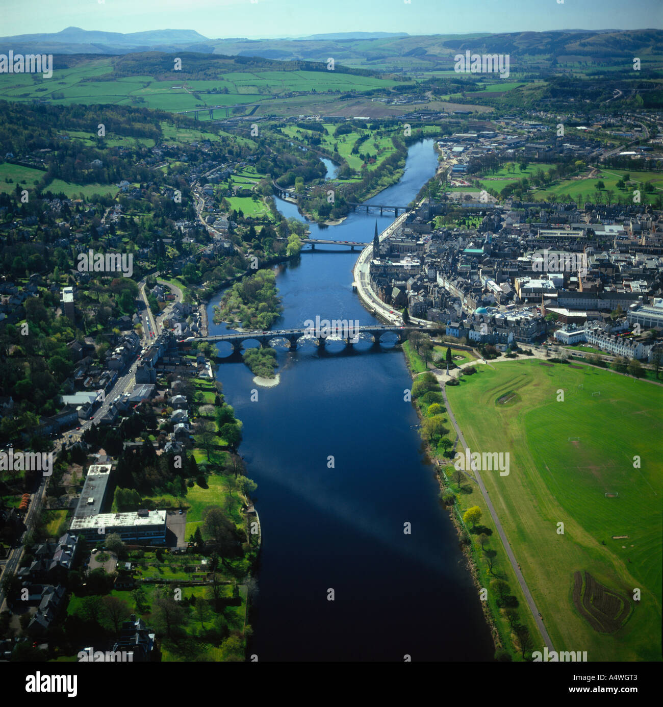 River Tay Perth Scotland aerial view Stock Photo