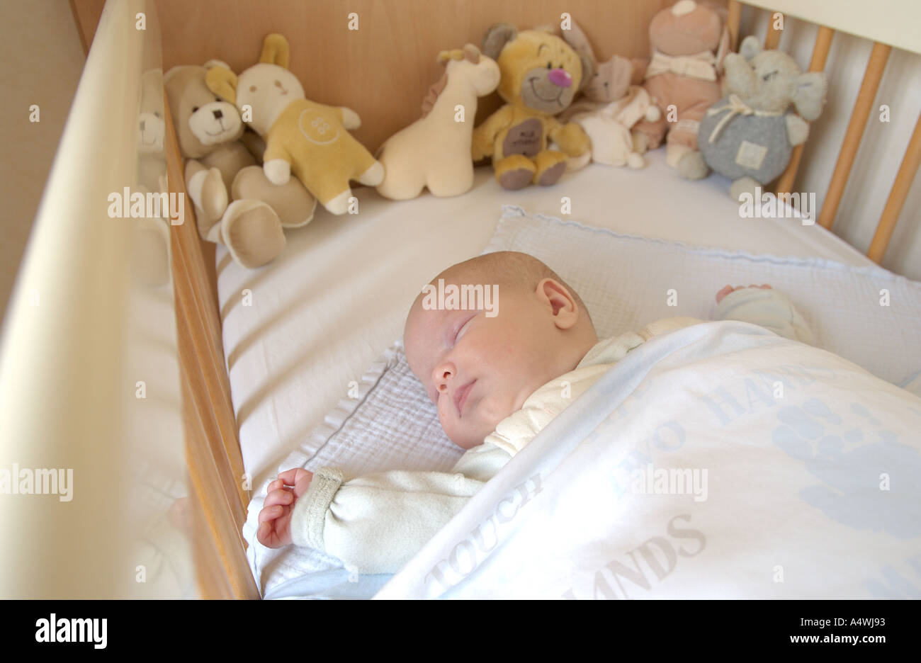 Little baby sleeping in bed Stock Photo Alamy