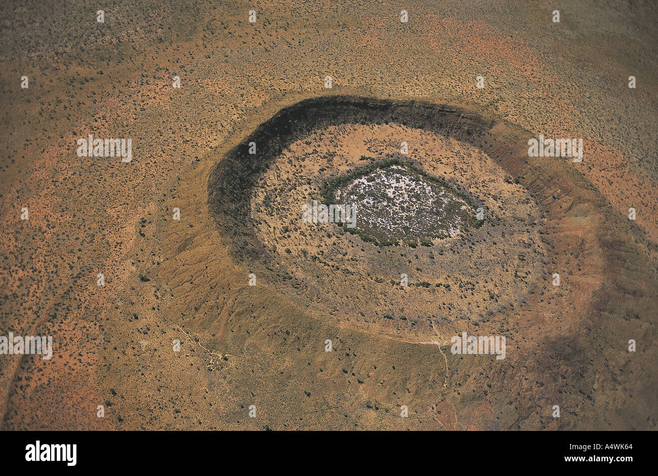 Aerial view of Wolf Creek meteorite crater is world s second biggest meteorite crater Western Australia Stock Photo