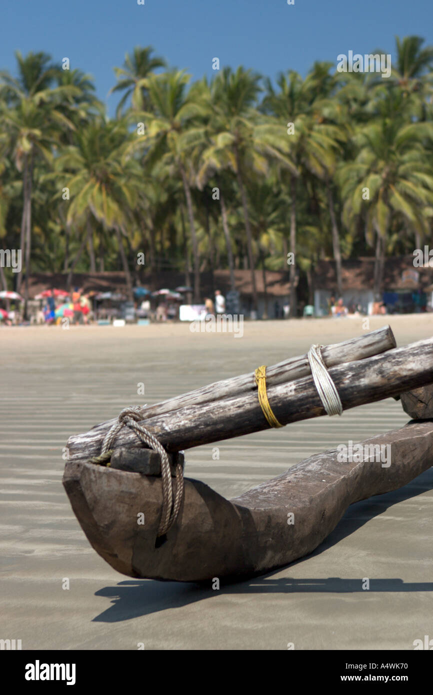 Detail close up float of Indian national boat muchee walla on the Goa beach, India Stock Photo
