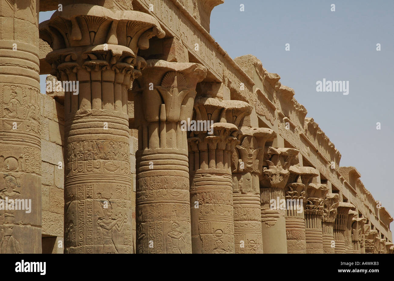 Phillae Temple Egypt Column heads Stock Photo