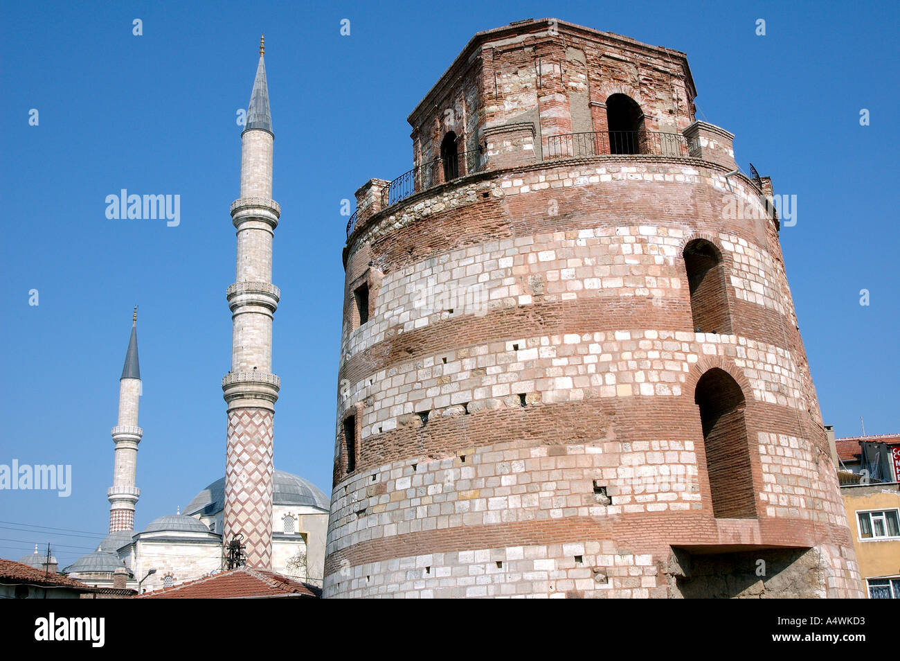 Byzantine tower in Edirne Turkey Stock Photo