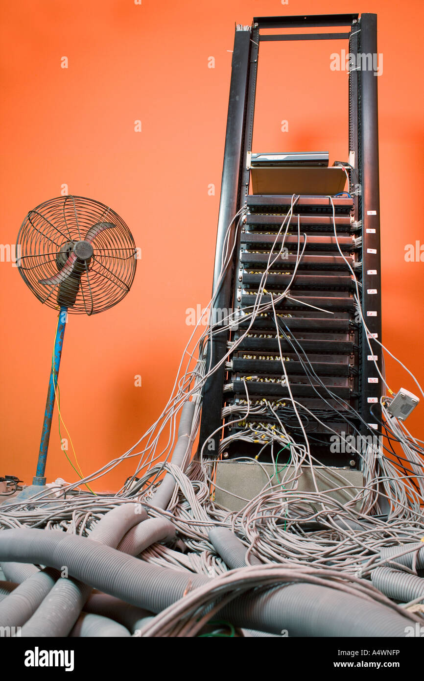 Tangled cords and fan Stock Photo Alamy
