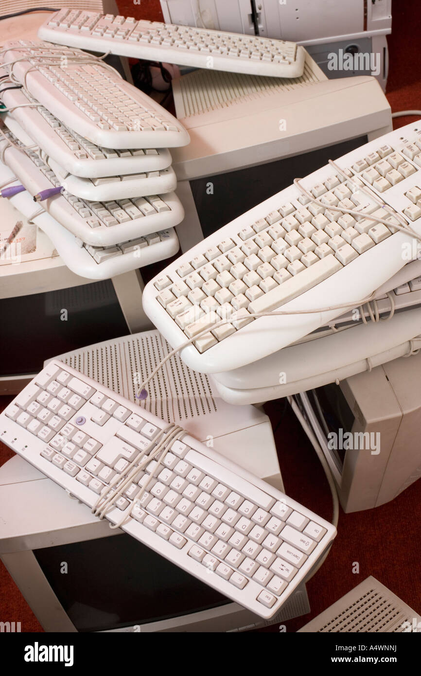 Pile of computer hardware Stock Photo Alamy