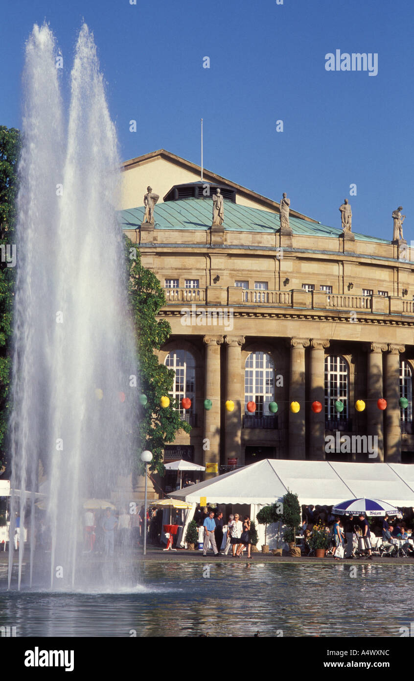 People at the festival Sommerfest in front of Staatstheater Stuttgart  Baden Wuerttemberg Germany Stock Photo