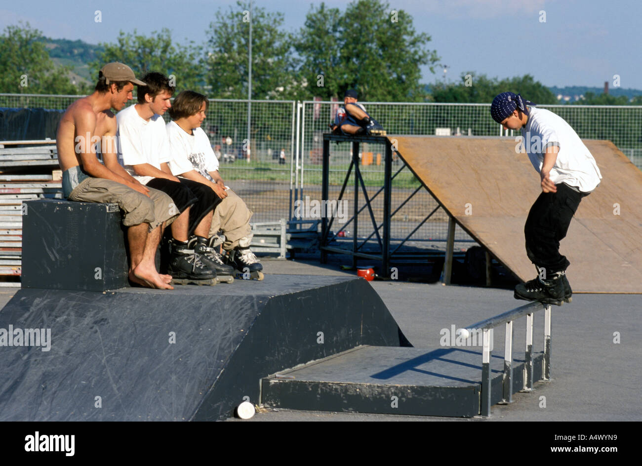Inlinescater at an sport event Stuttgart Baden Wuerttemberg Germany Stock Photo