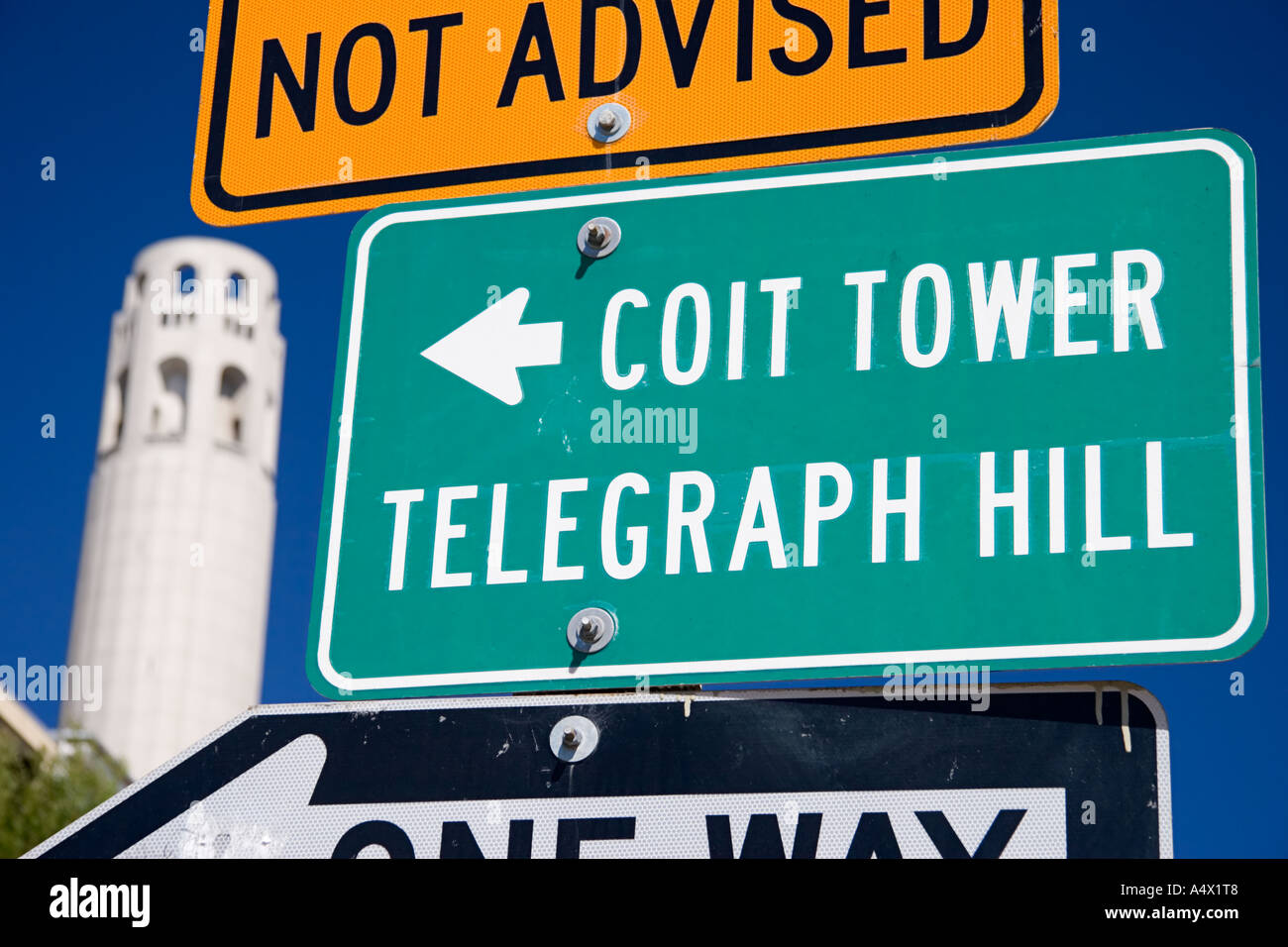 Coit Tower, San Francisco, California, United States Stock Photo