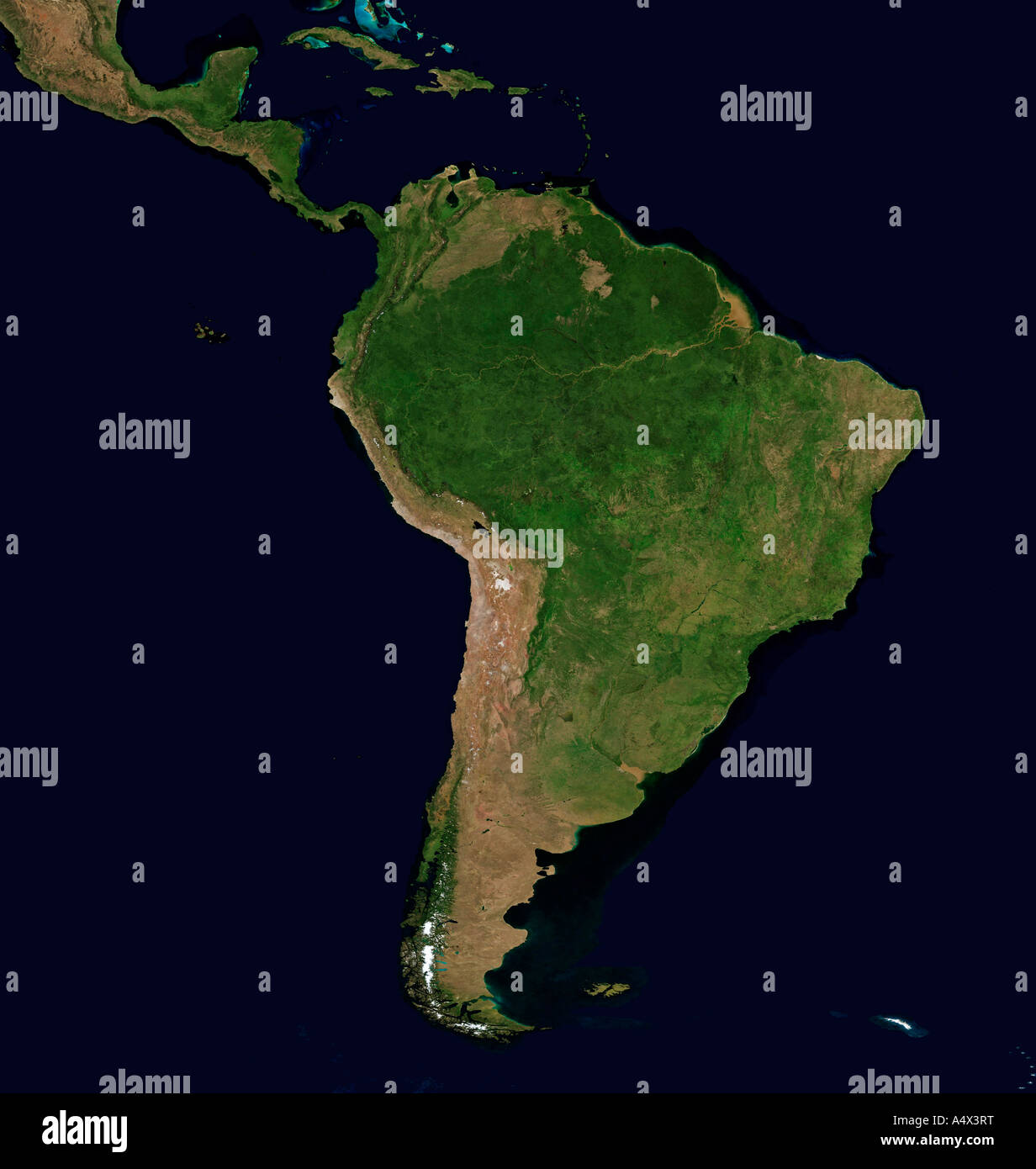 Latin America Optimised and enhanced version of an original NASA image Remote sensing Stock Photo