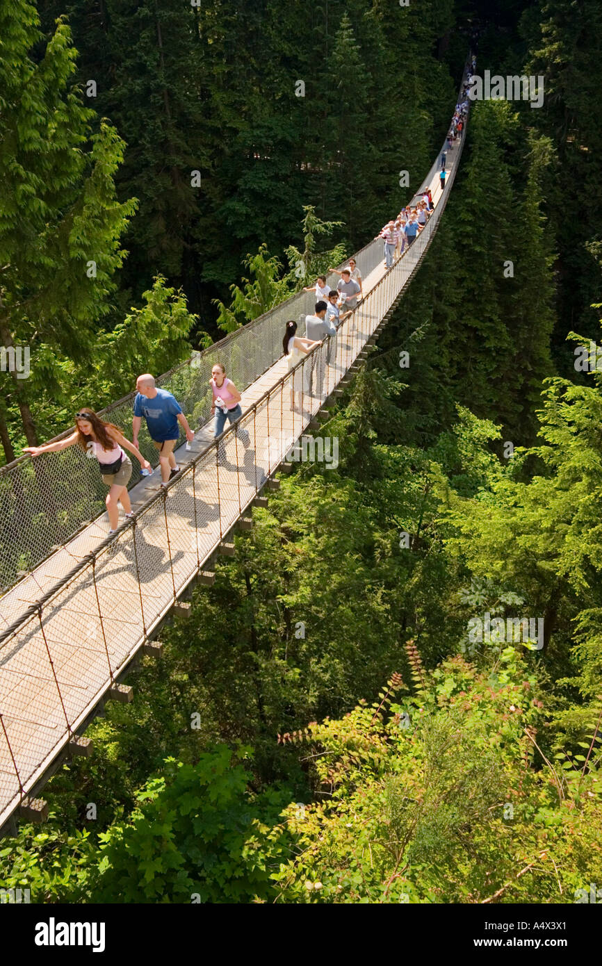 Capilano suspension bridge, Vancouver, British Columbia, Canada Stock