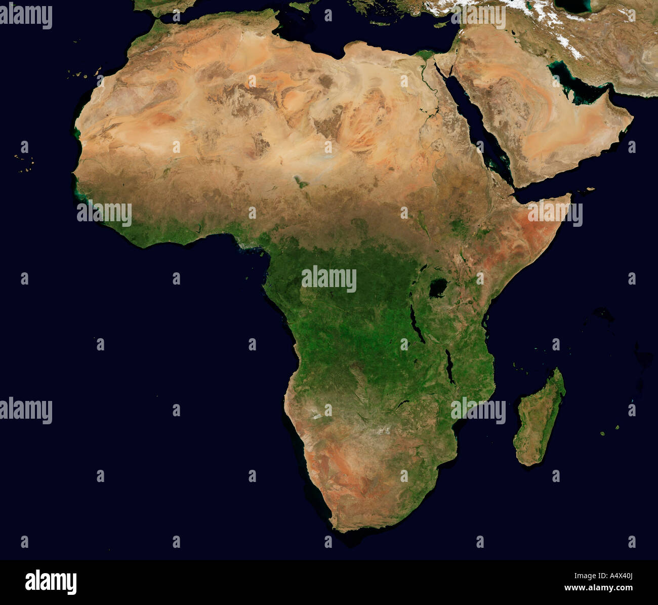 Africa and Arabia Optimised and enhanced version of an original NASA image Stock Photo