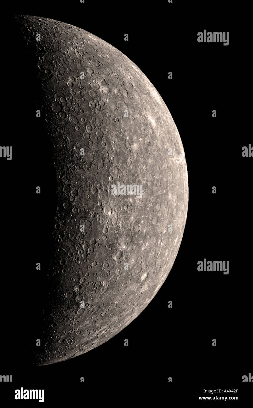 The Planet Mercury viewed from space High resolution enhanced and optimised version of original NASA image Stock Photo