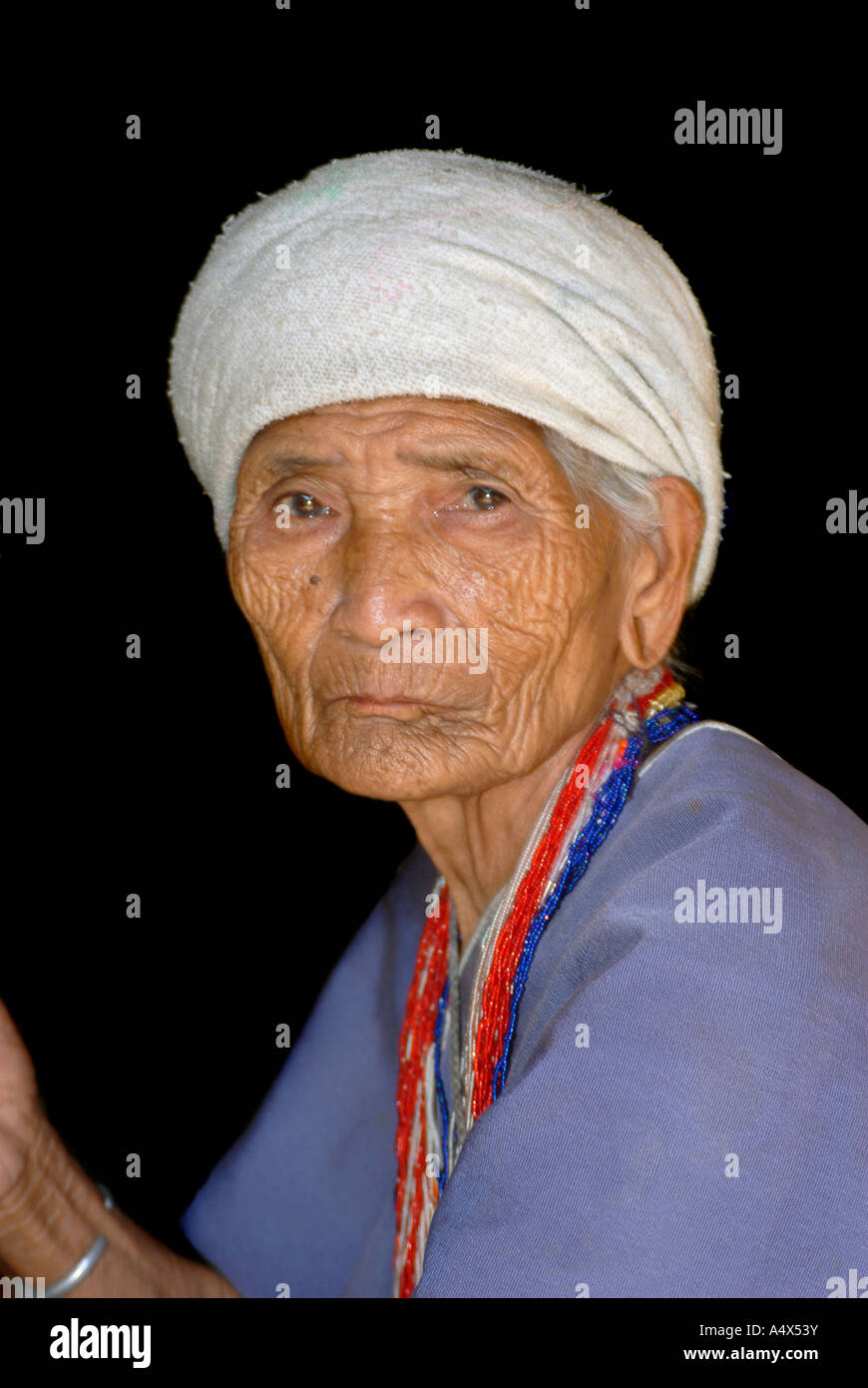 Elderly woman from a Thai hilltribe Chiang Rai Thailand Stock Photo