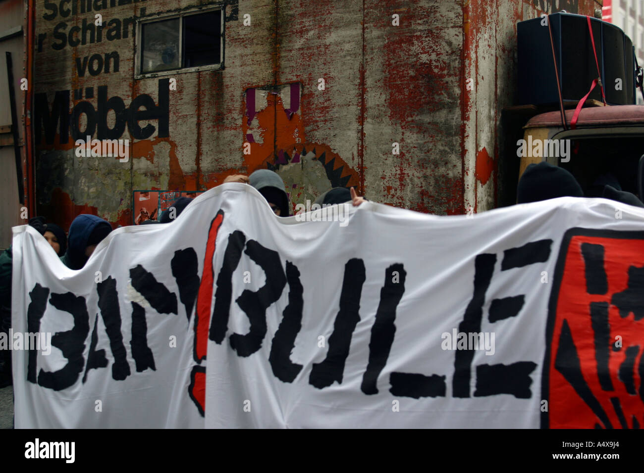 Bambule demonstration in Hamburg for resistance in the City, Against right-wing Populism Exclusion and Expulsion Stock Photo