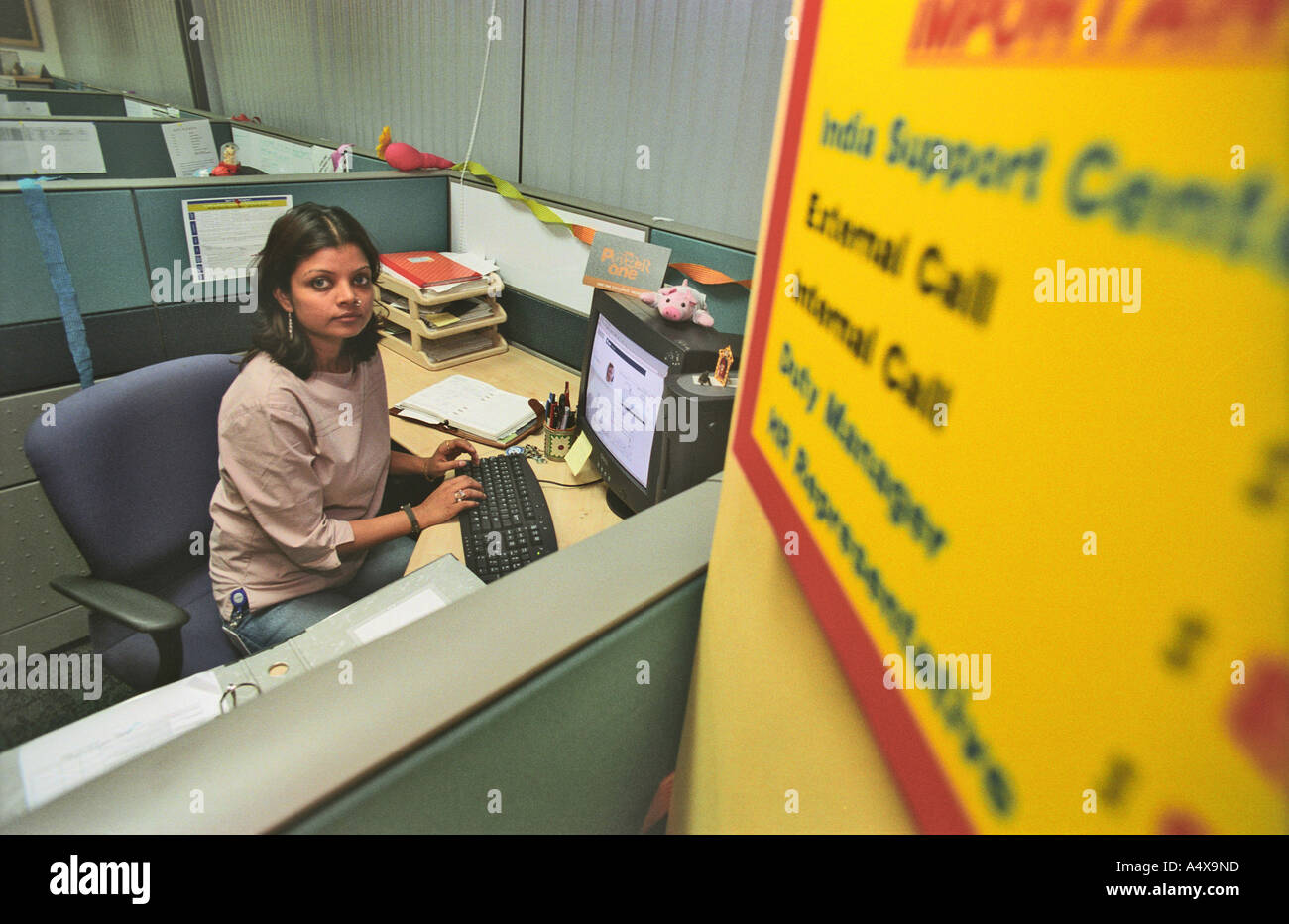 Woman Working in a Call Centre Stock Photo