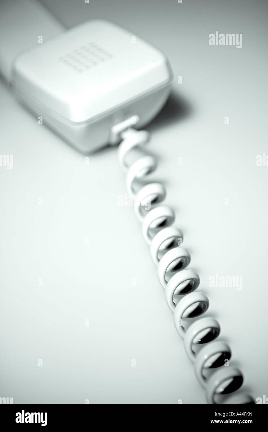 Telephone receiver with cable Stock Photo Alamy