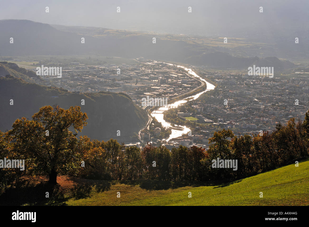 View To Bozen And The Eisack Isarco River Rittener Mountain