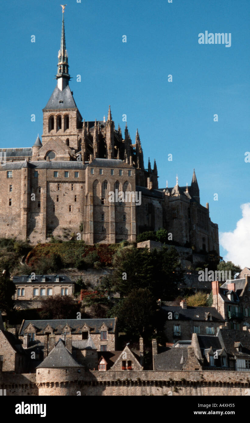 Close up of Mont St Michel abbey and village in Normandy France Stock ...