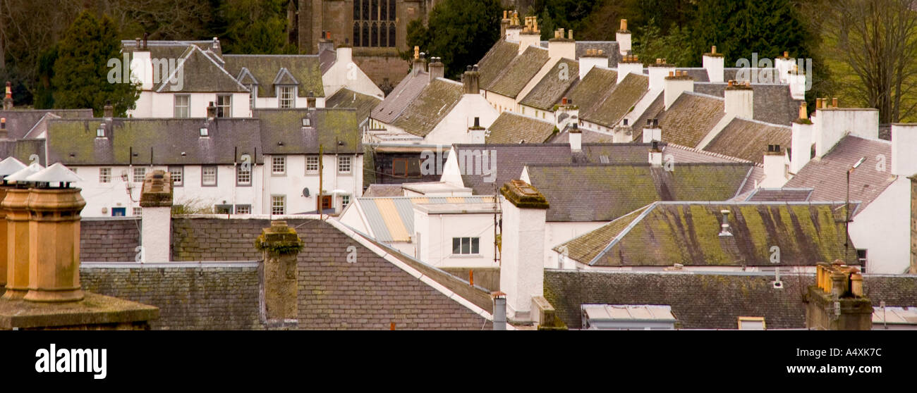 View of the rooftops in the small town of Dunkeld, Perthshire, Scotland Stock Photo