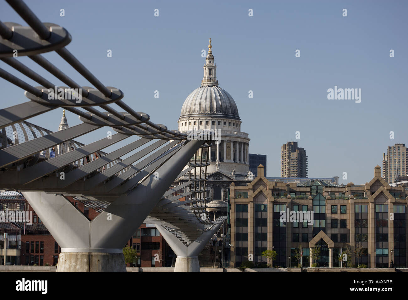 Saint Paul's cathedral, City of London, England, UK, Britain Millennium bridge, Stock Photo