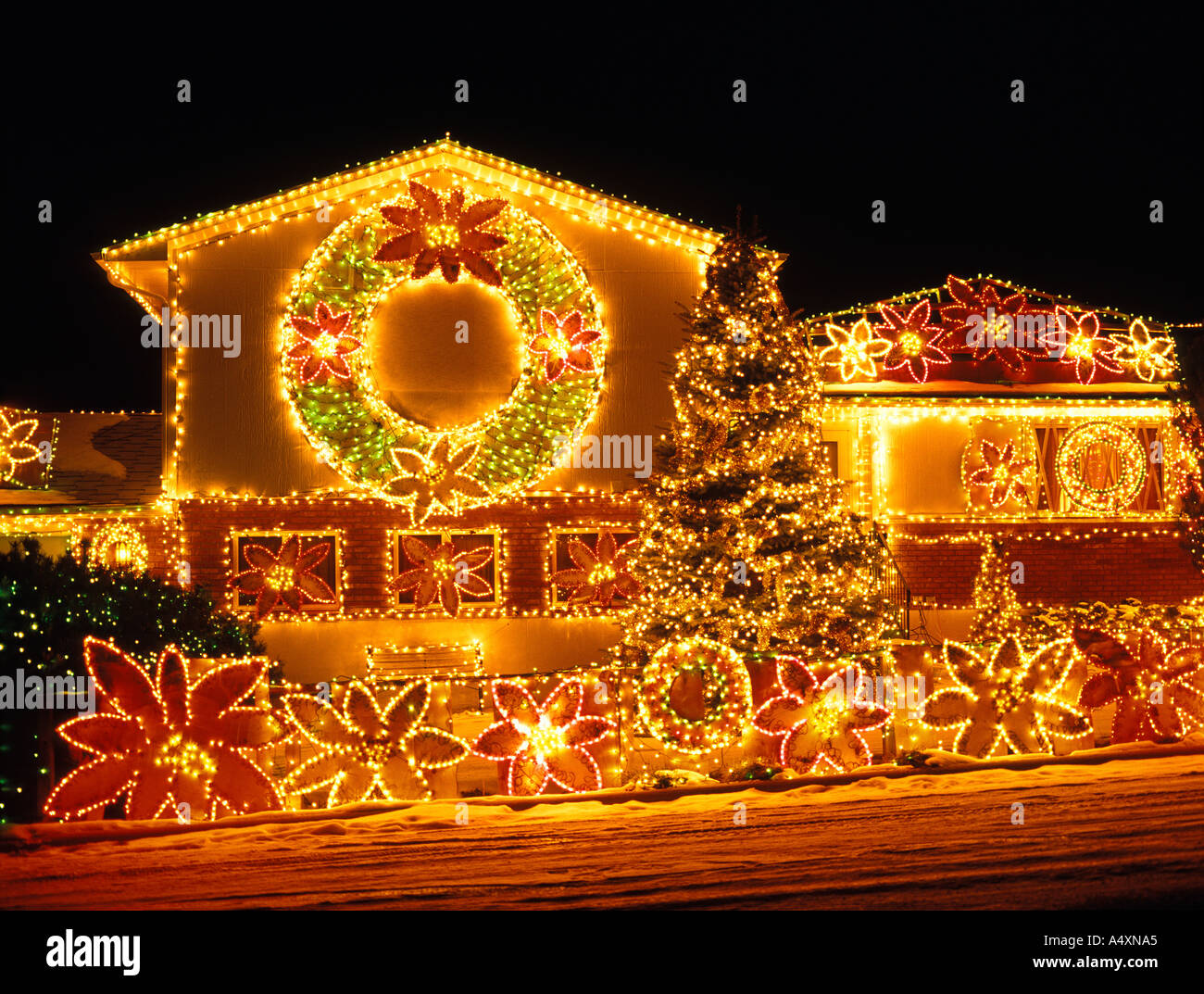 Home decorated with Christmas lights and decorations Billings ...