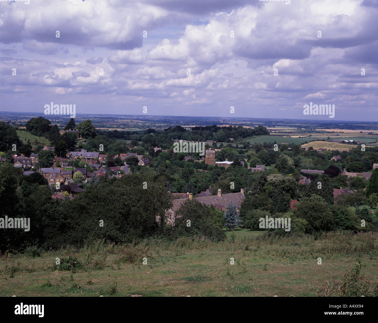 Looking down on the warwichshire village of Ilmington Stock Photo