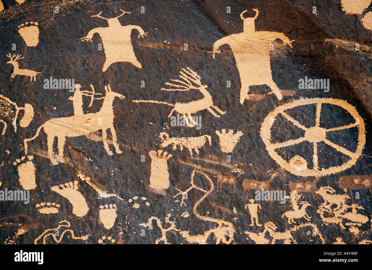 Anasazi petroglyphs Newspaper Rock state park Utah USA Stock Photo