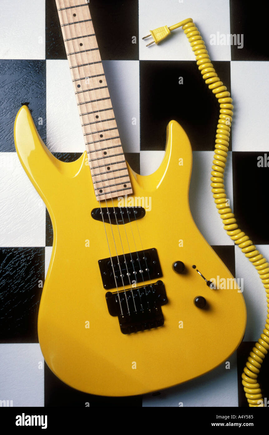 Yellow electric guitar Stock Photo Alamy