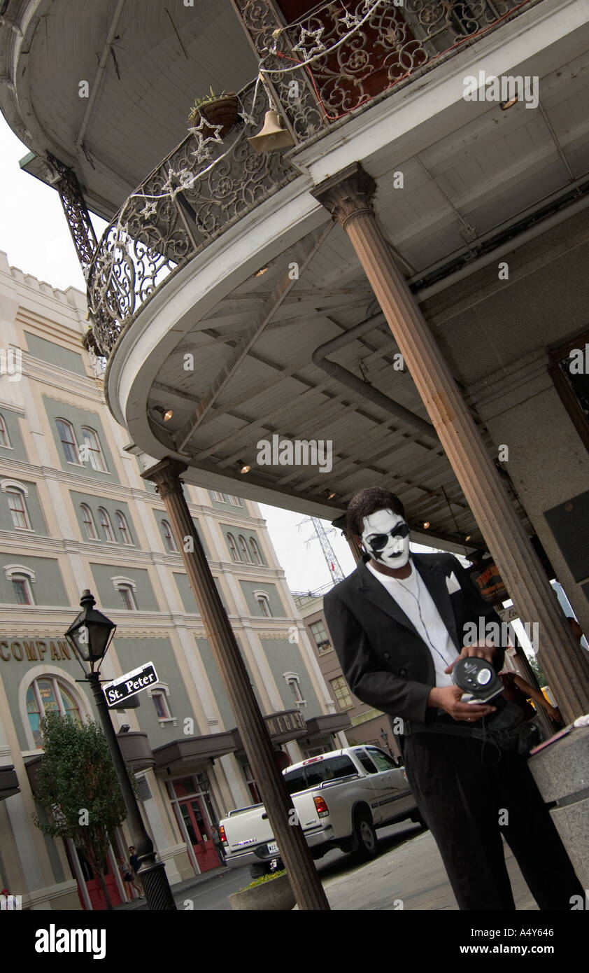 Mime performing in French Quarter New Orleans LA USA Stock Photo