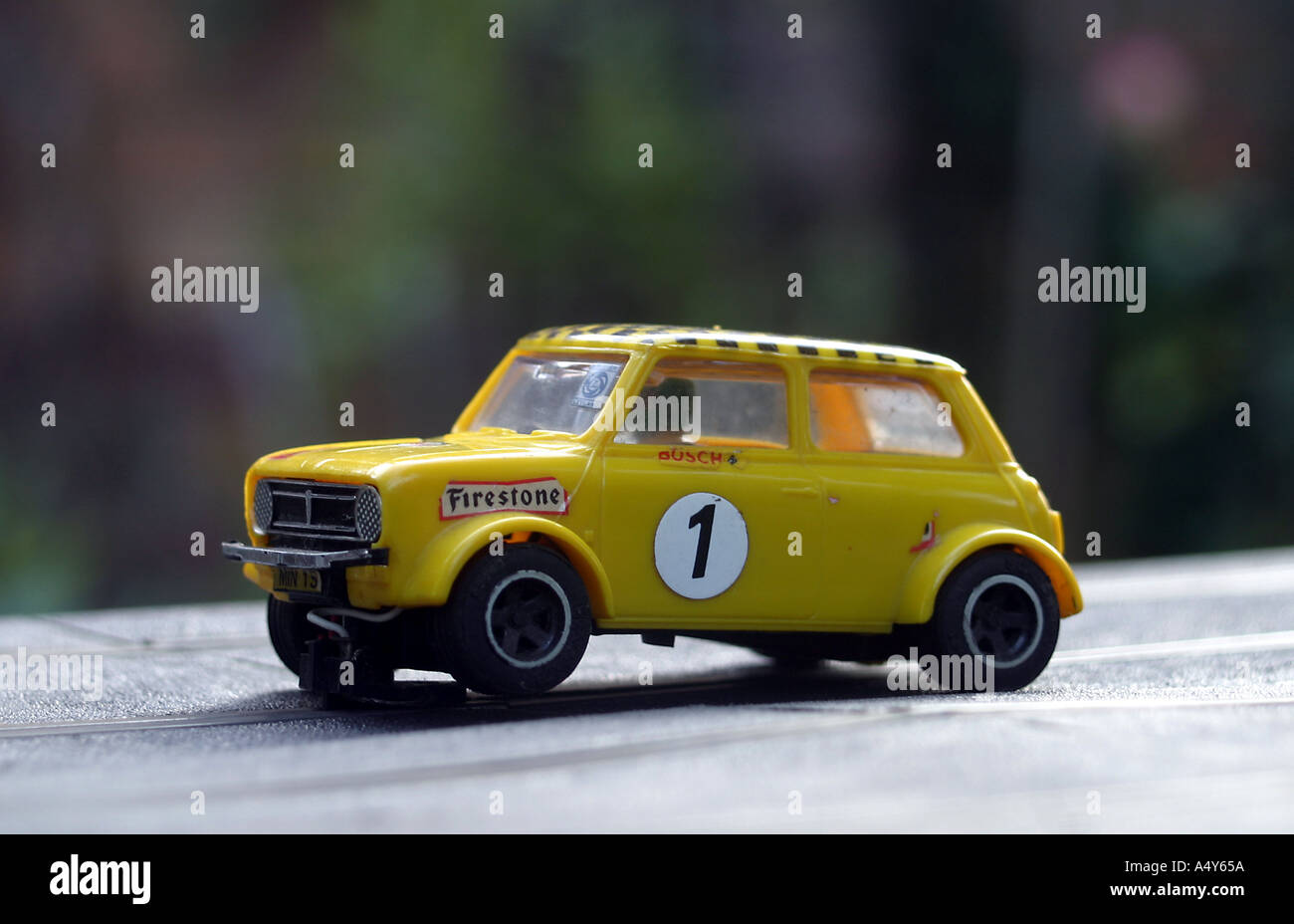 Early 1980 s Scalextric car Rare Vintage Mini 1275 GT C 122 Car Yellow Stock Photo Alamy