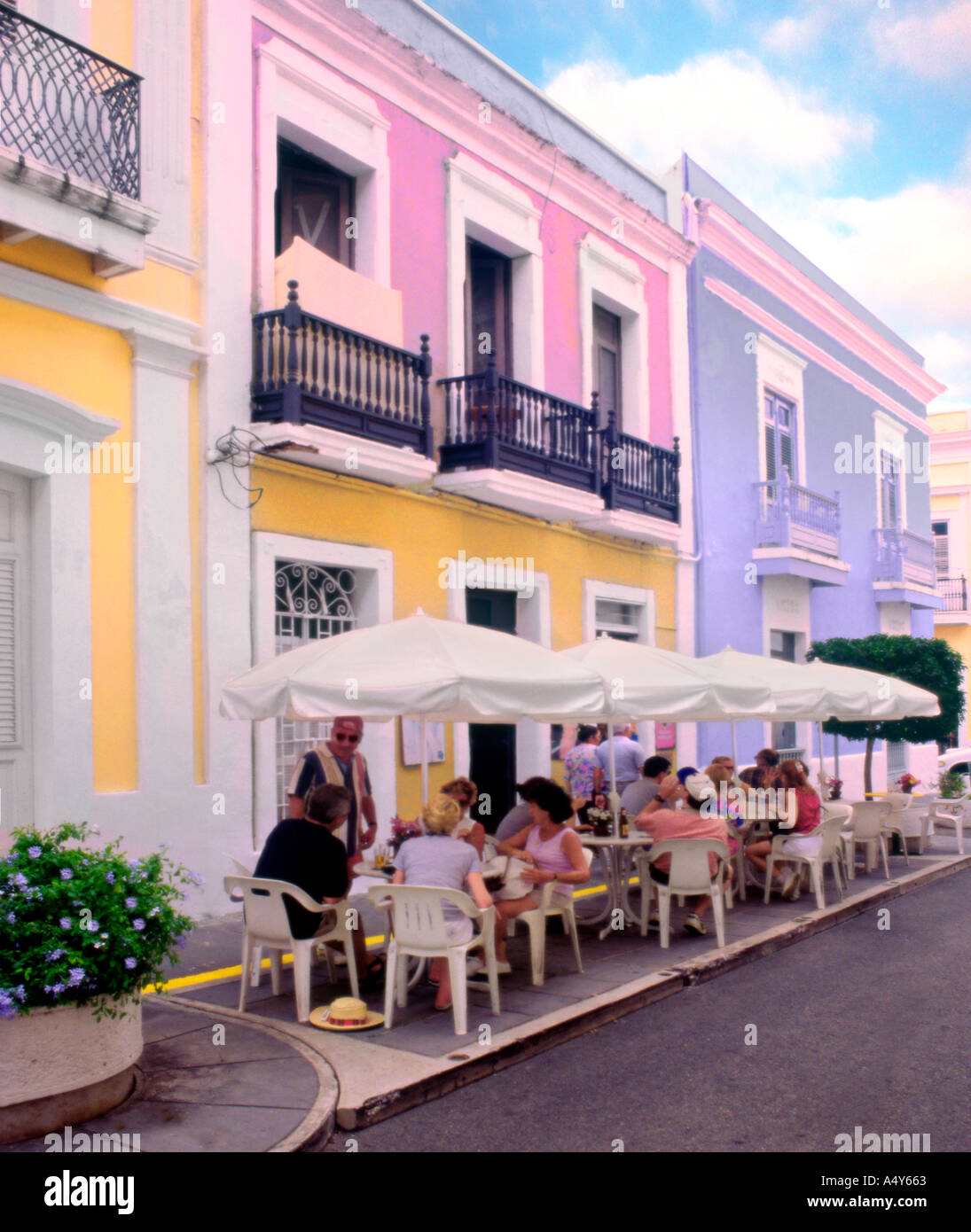 sidewalk restaurant San Juan Puerto Rico Stock Photo