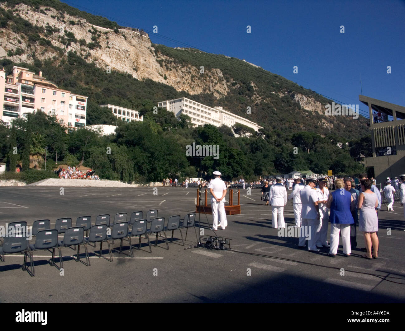 Naval Officers and dignitaries assemble at Alameda Grand Parade Ground
