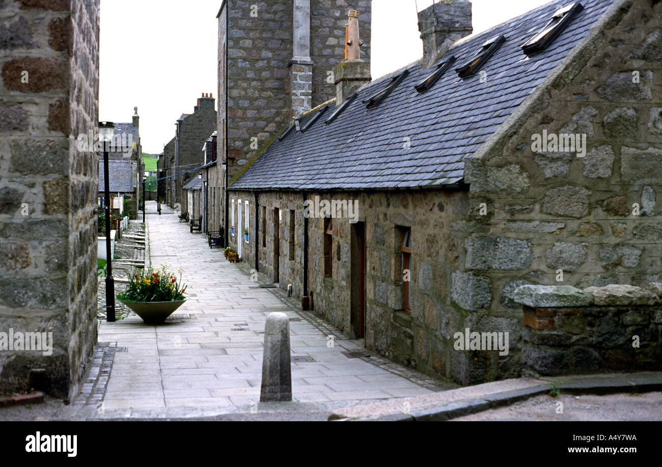 Row of houses at Footdee (Fittie), an old fishing village at the east
