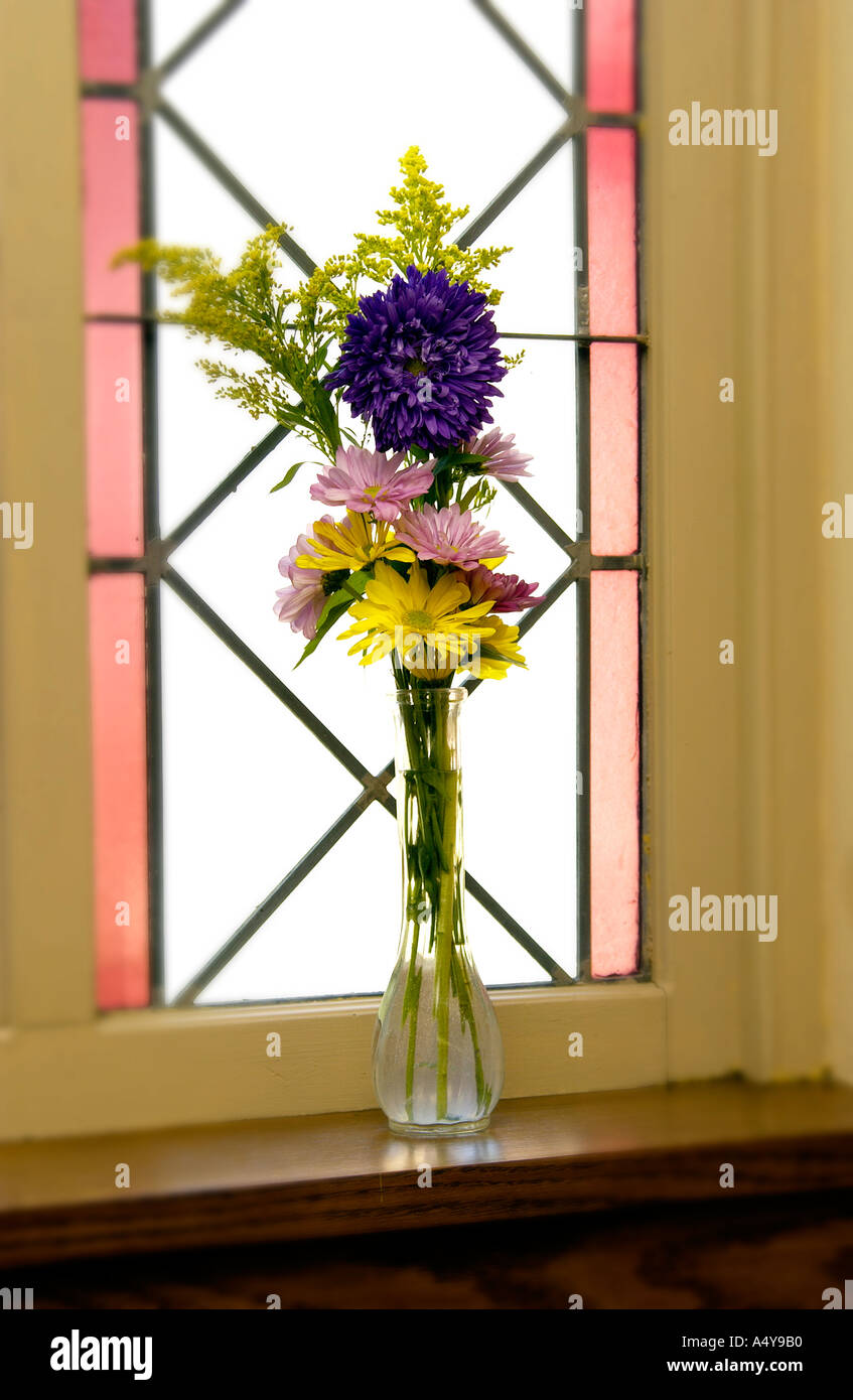 Flowers in window sill Stock Photo - Alamy