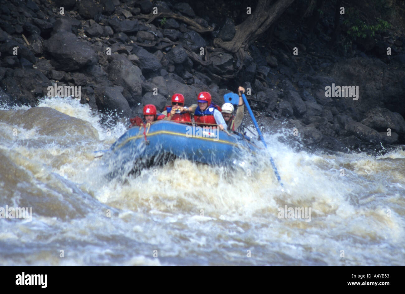 White water rafting on the Omo River Ethiopia Stock Photo