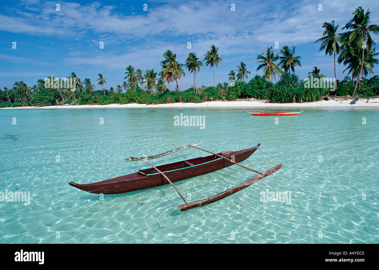 Banca Outrigger boat on the beach Philippinen Philippines  Stock Photo