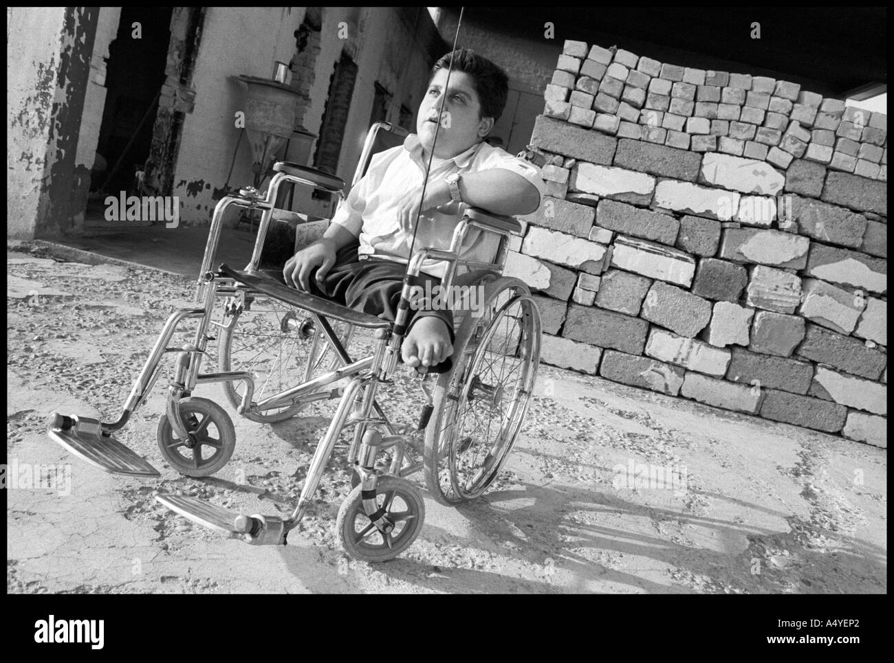 Handicaped Boy in Kirkuk Stock Photo
