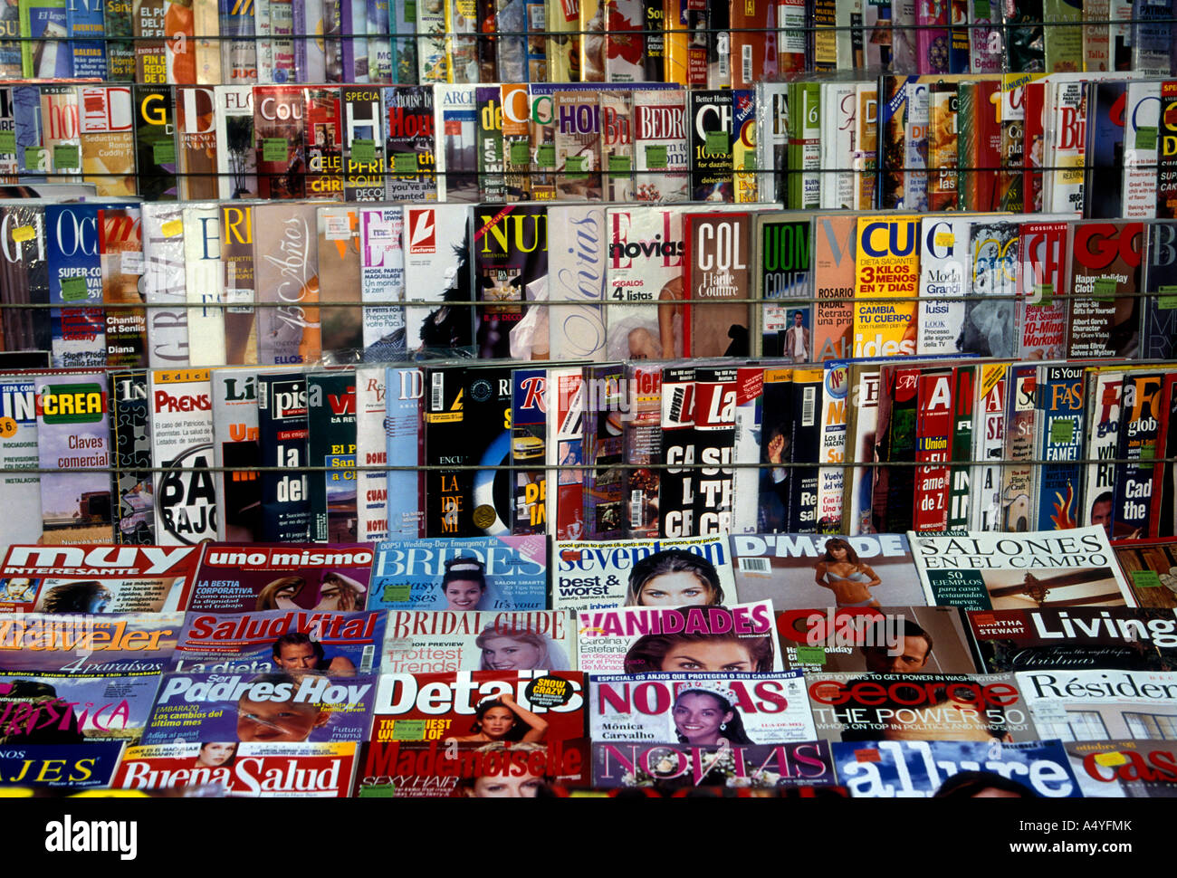 magazine rack, newsstand, kiosk, kiosko, Calle Florida, Buenos Aires, Buenos Aires Province, Argentina, South America Stock Photo